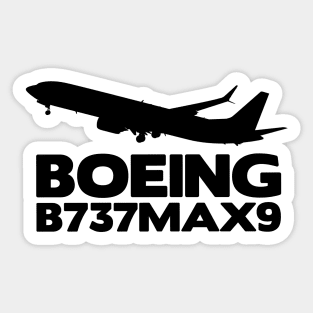 Boeing B737Max9 Silhouette Print (Black) Sticker